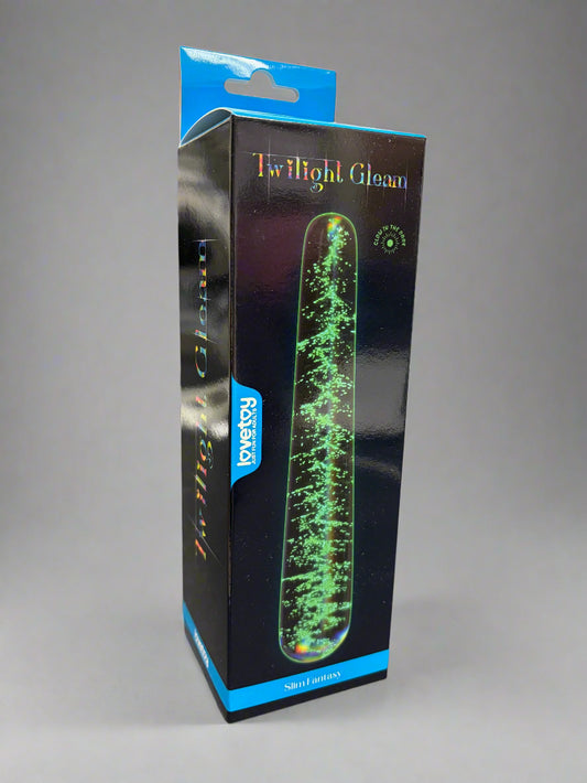LoveToy Twilight Gleam Glow-In-Dark Glass Dildo -Slim Fantasy