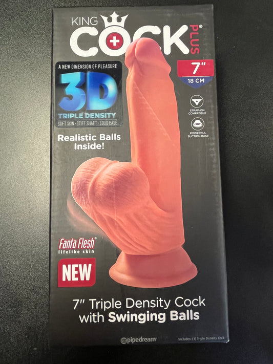 King Cock Plus 7 Inch 3D Cock with Swinging Balls