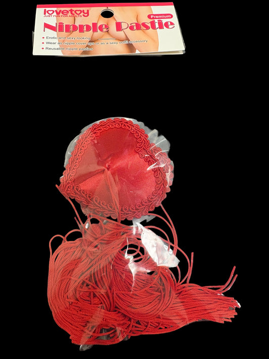LoveToy Reusable Red Heart Tassels Nipple Pasties