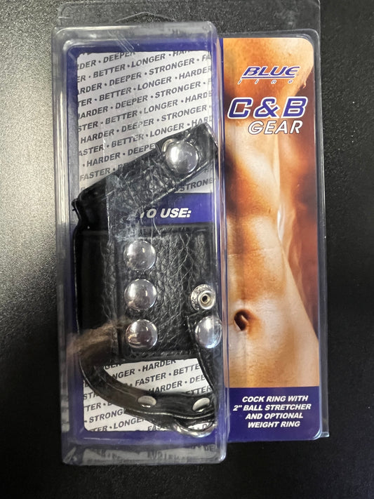 Blue Line Men Cock Ring with 2 Inch Ball Stretcher & Weight Rin