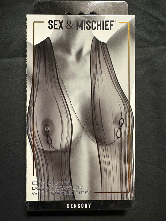 Sex & Mischief Ex's & Oh's Body Jewelry with Nipple Ties