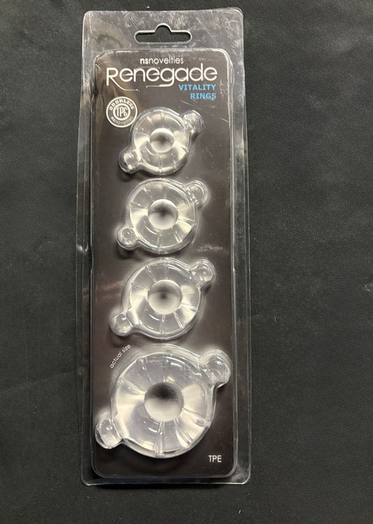 Renegade Vitality Cock Ring 4 Pack in Clear