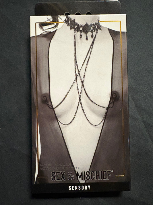 Sex & Mischief Lace Collar with Nipple Ties