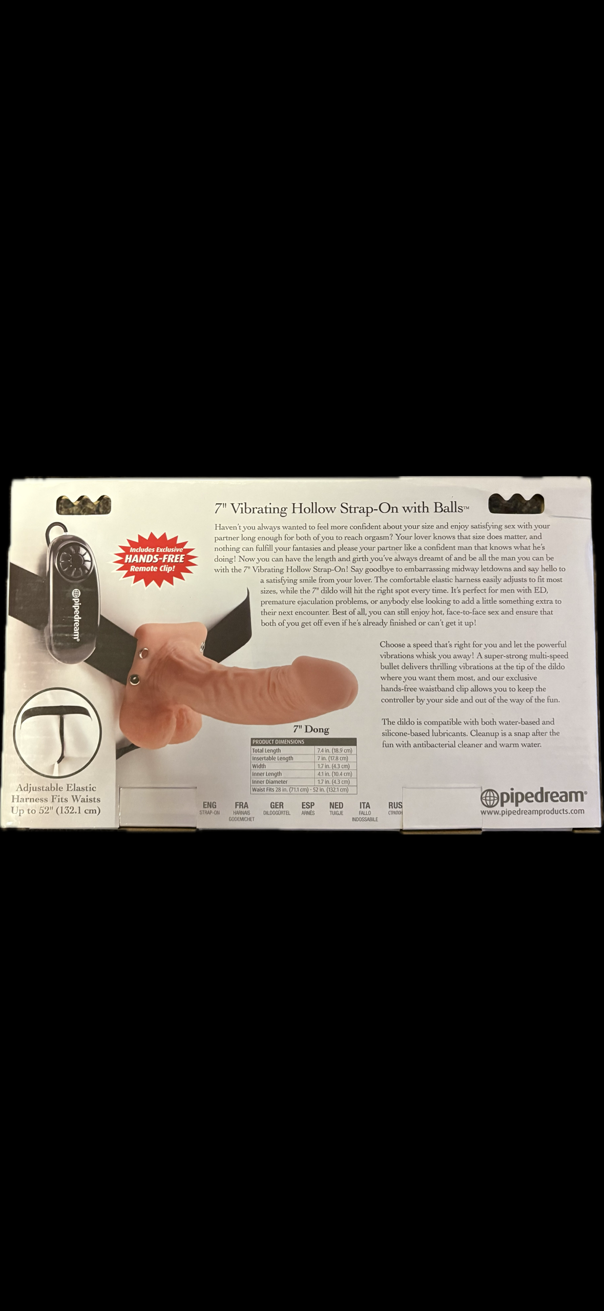 Fetish Fantasy 7 Inch Vibrating Hollow Strap-On