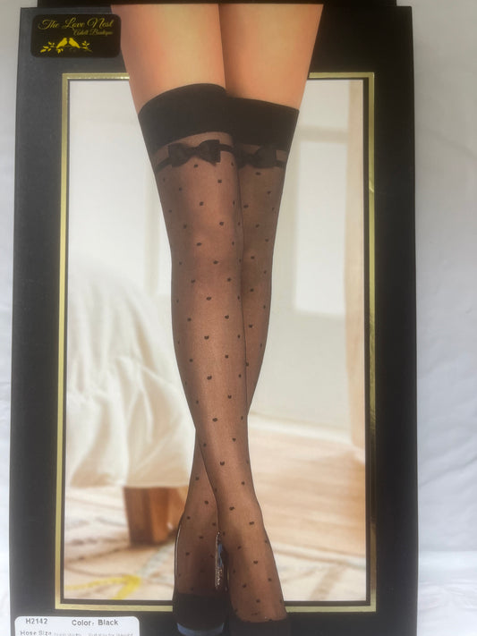 Polka Dot Thigh Highs with Bows 2142