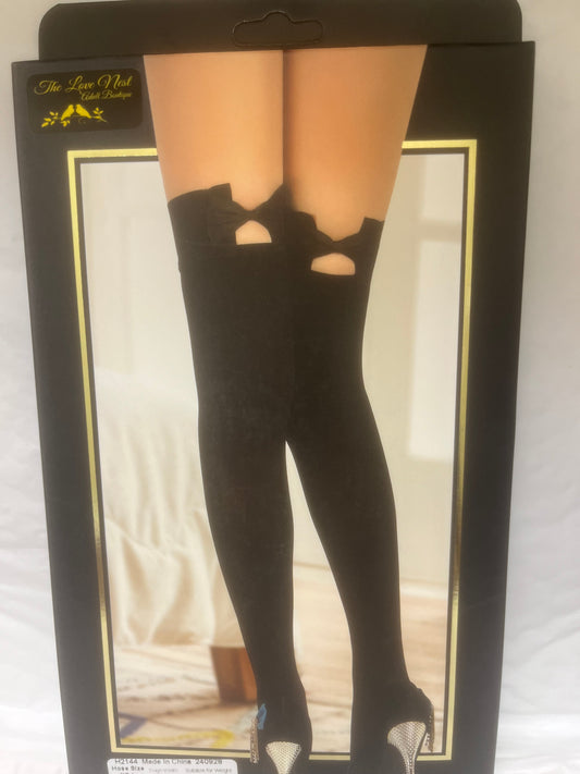 Black Bow Tie Thigh Highs