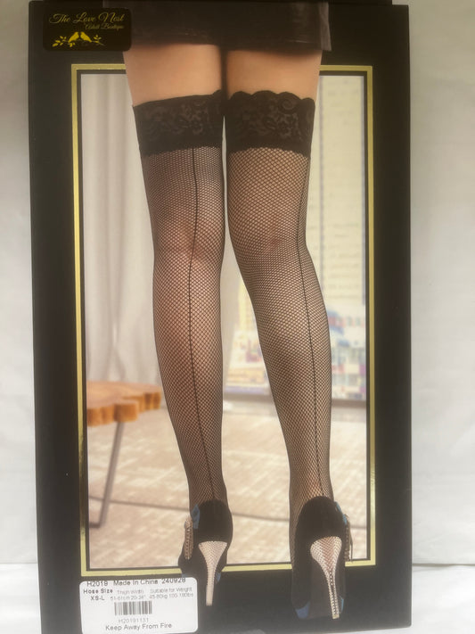 Lace Top Thigh Highs with Back Seam H2019
