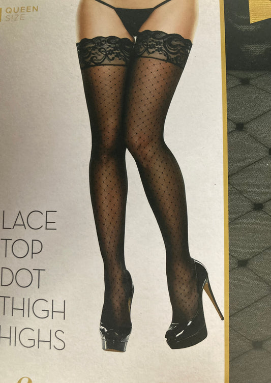 Baci Thigh High QS Lace Top Dot