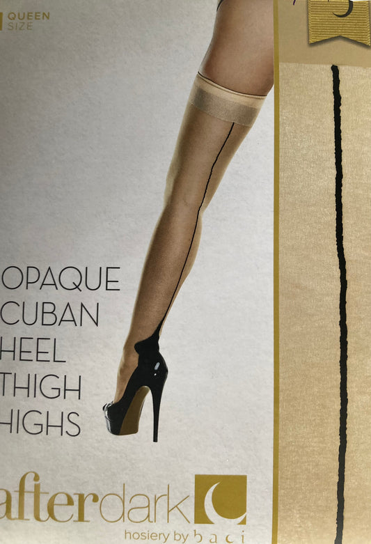 OPAQUE CUBAN HEEL THIGH HIGHS