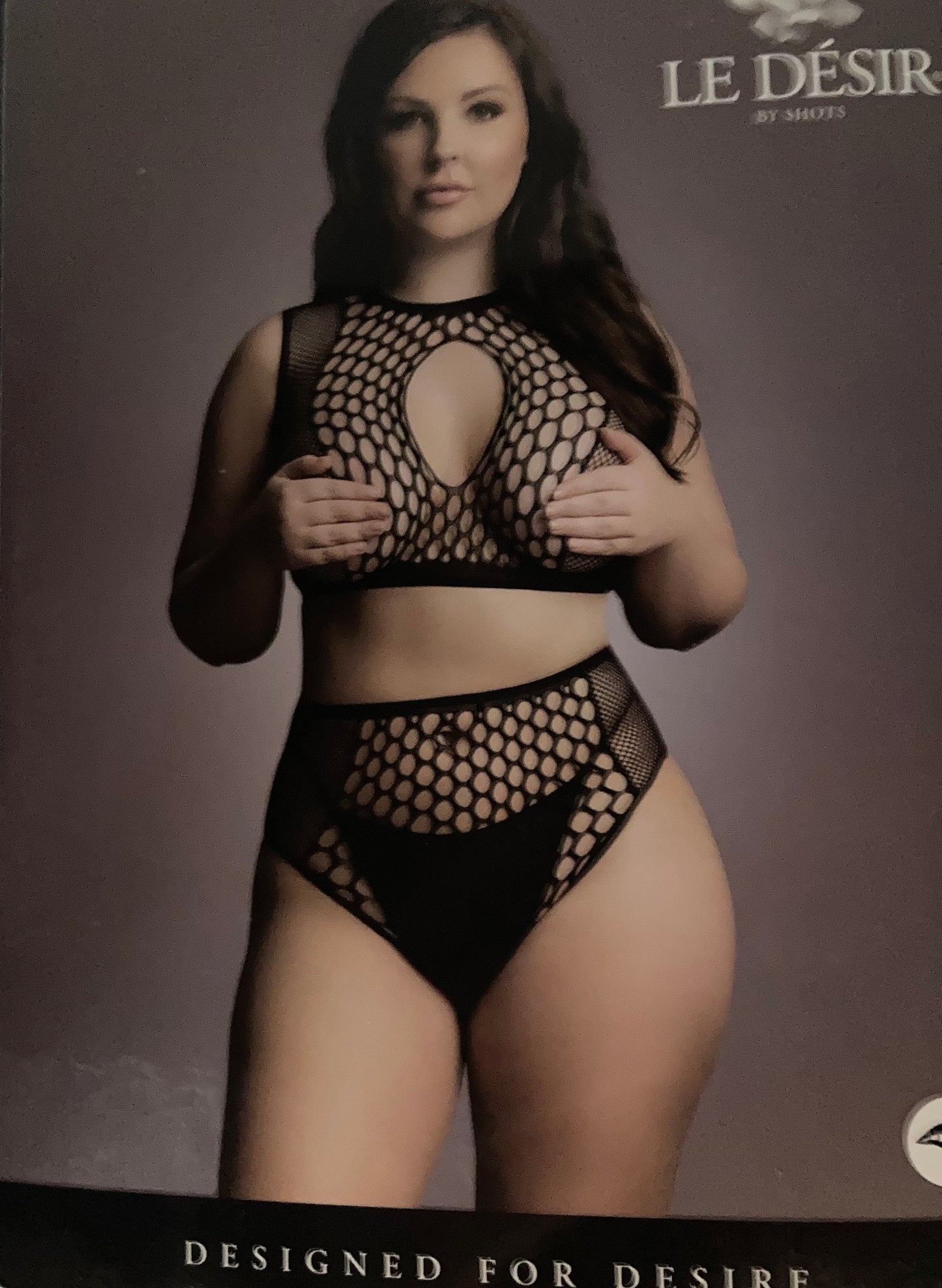 Le Désir Duo Net Key-Hole Black Bra 2pc Set QS