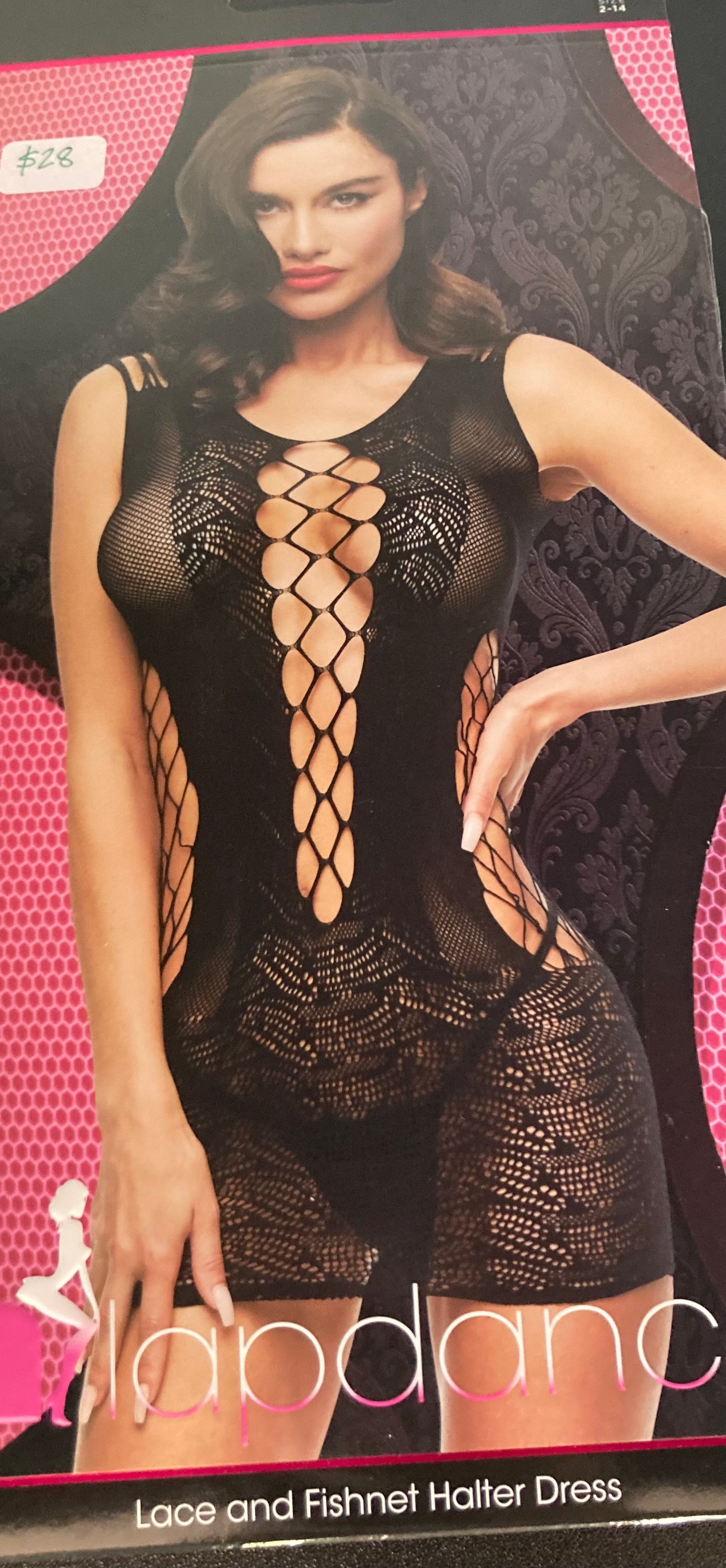 Lapdance Lace and Fishnet Halter Dress