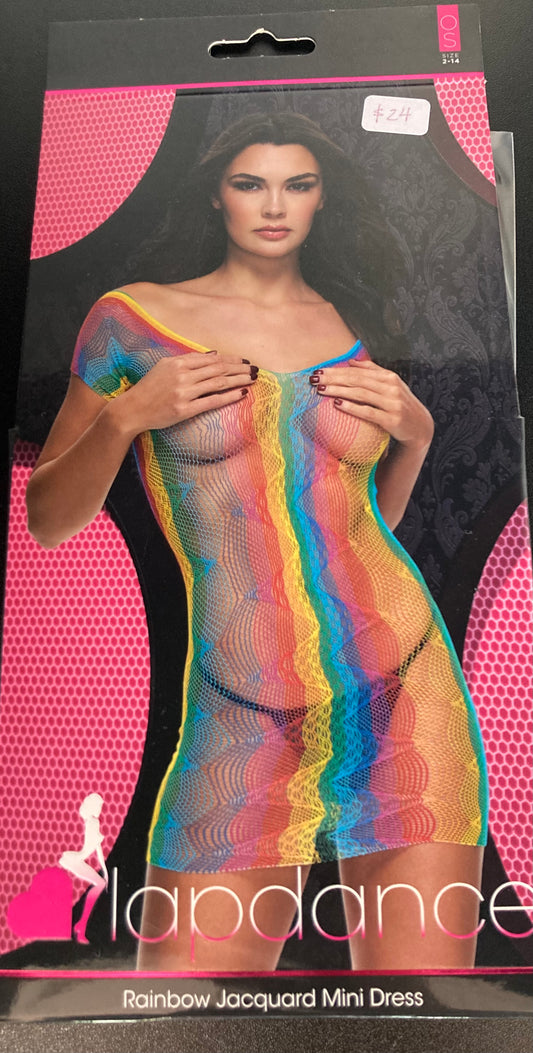 Lapdance Jaquard Rainbow Mini Dress