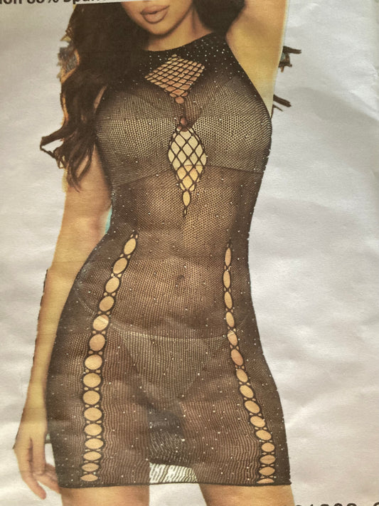 Body Net Chemise with Rhinestones