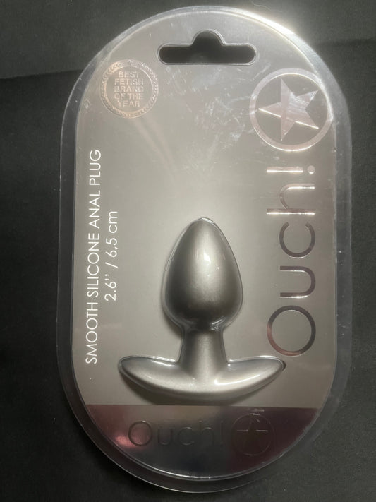 Ouch! Smooth Silicone 2.6 Inch Butt Plug in Gun Metal