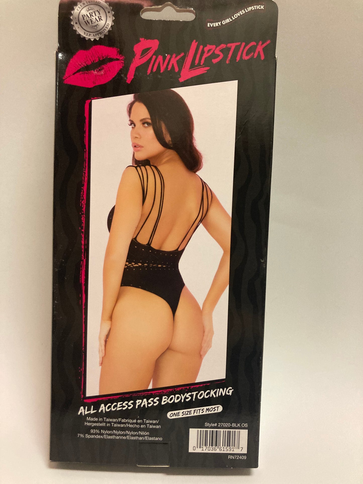Pink Lipstick Strappy Body Stocking Teddy