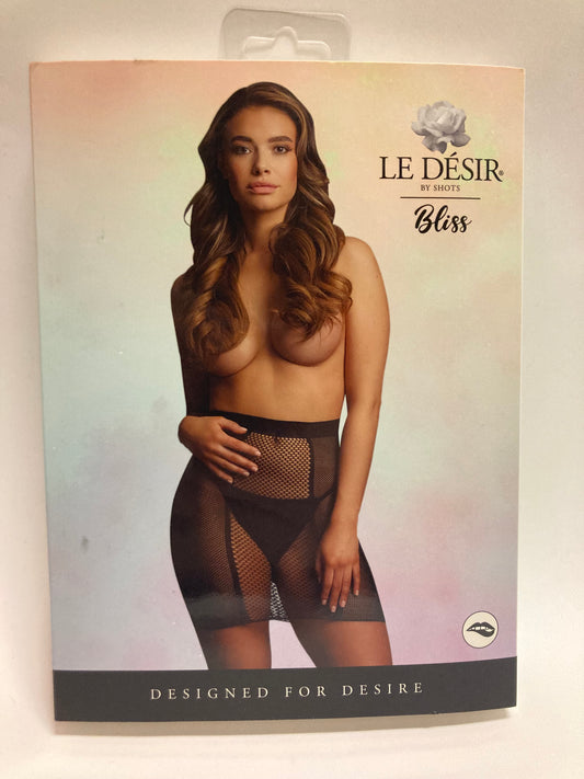 Le Désir High-Waist Black Fishnet Skirt OS
