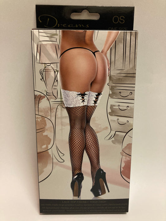 baci Dreams Lace Top Thigh High Fishnets 1345