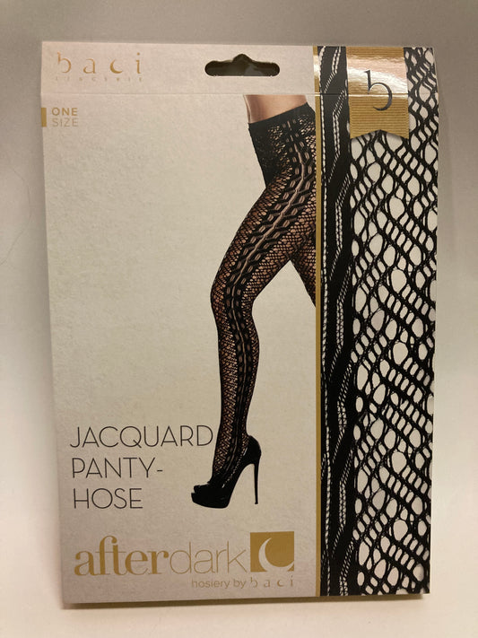 baci After Dark Intricate Knit Black Pantyhose OS