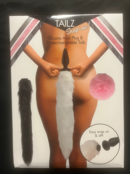 Tailz Snap-On Anal Plug and 3 Interchangeable Tails Set