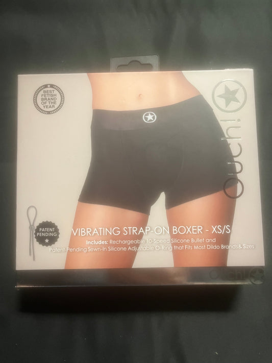 Ouch! Black Vibrating Strap-on Boxer