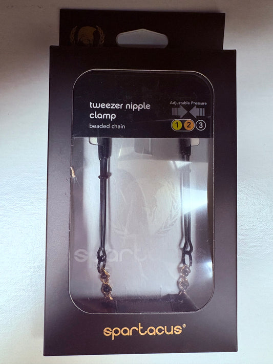 Spartacus Black Tweezer Nipple Clamps with Beaded Chain