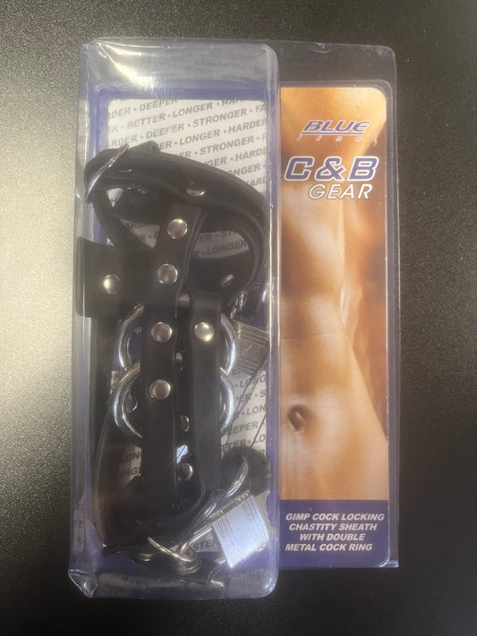 Blue Line C&B Gear Gimp Chastity Sheath with Double Cock Ring and Locks