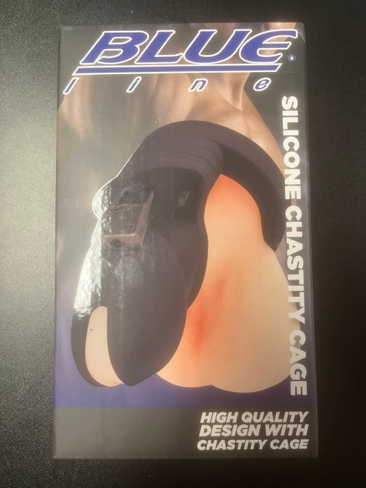 Blue Line Silicone Chastity Cage with Lock